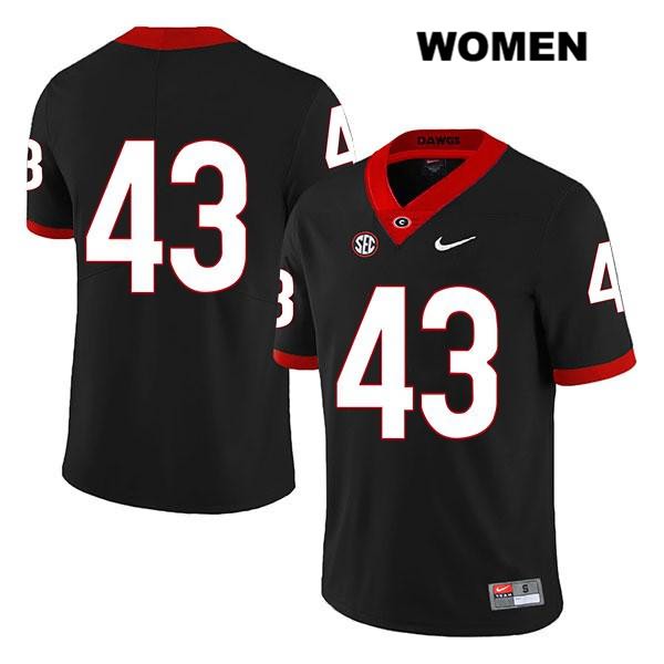 Georgia Bulldogs Women's Tyler Beaver #43 NCAA No Name Legend Authentic Black Nike Stitched College Football Jersey QCT2356HI